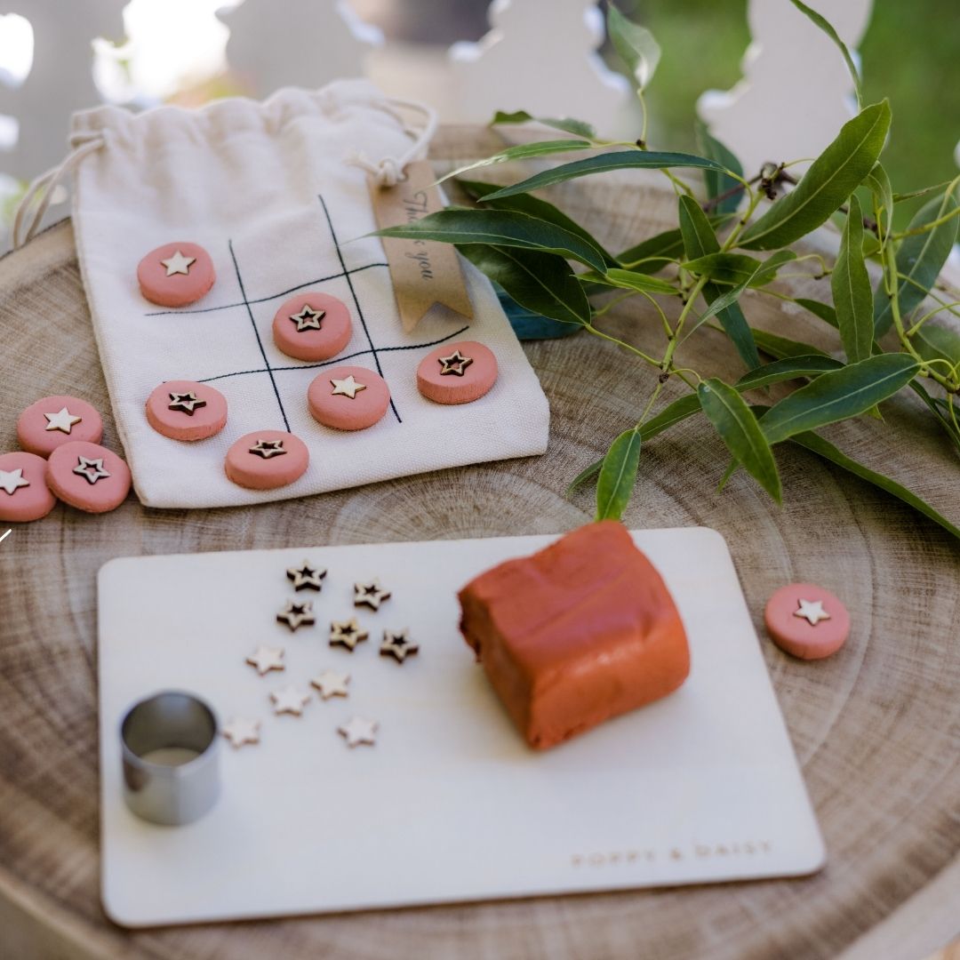 clay naughts and crosses DIY game plastic free birthday activities and eco party bags for children australia